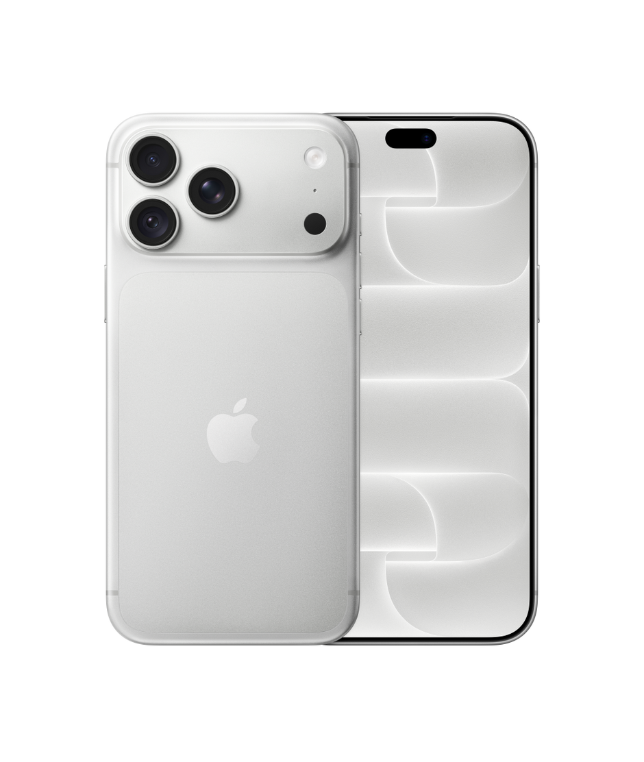 Серебристый iPhone 18 Pro Max · 1 ТБ, вид спереди и сзади